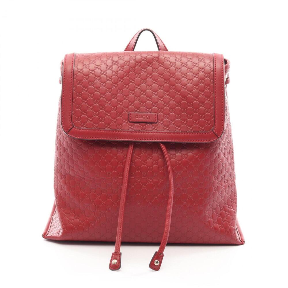Gucci Microguccissima Backpack/Handbag, Leather, Women's, Red, 607993